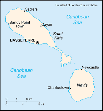 saint kitts and nevis map basseterre